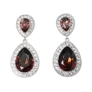 Faship Gorgeous Burgundy Teardrop Rhinestone Crystal Dangling Earrings
