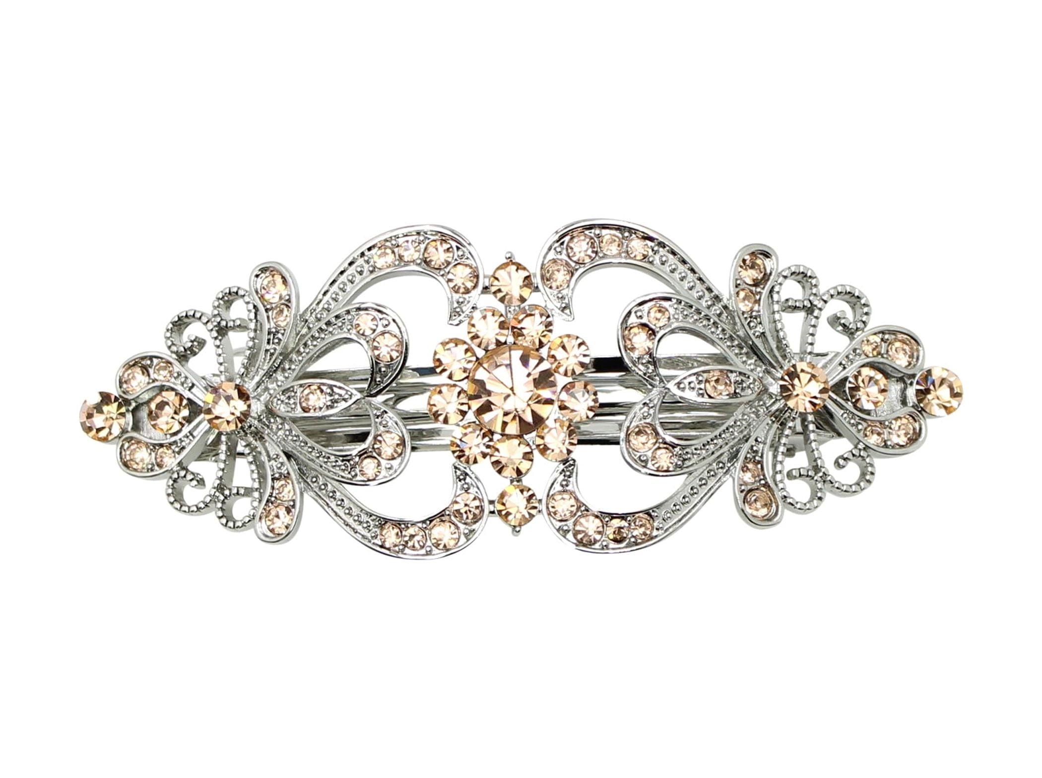 Faship Haarspange Mit Floralem Strass-Design – Transparent, Zinklegierung, Ca. 6,1 Cm, Für Hochzeit & Festliche Anlässe