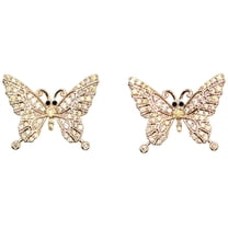 Faship Gorgeous Champagne Yellow CZ Crystal Butterfly Stud Earrings