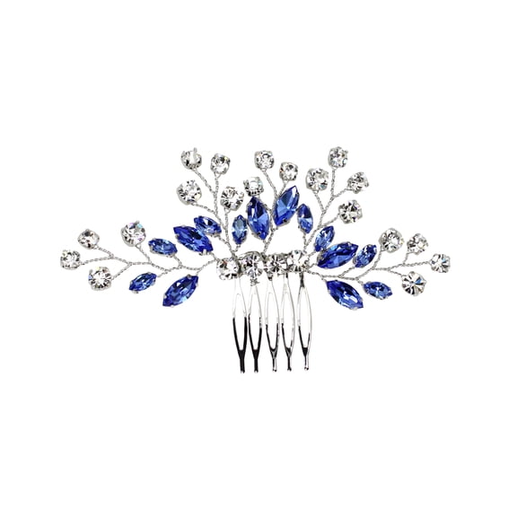 Faship Gorgeous Clear Blue Rhinestone Crystal Floral Hair Comb Accessories