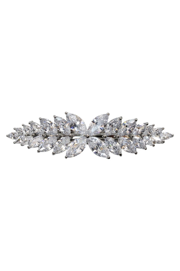 Gorgeous Clear CZ Crystal Floral Hair Barrette Clip