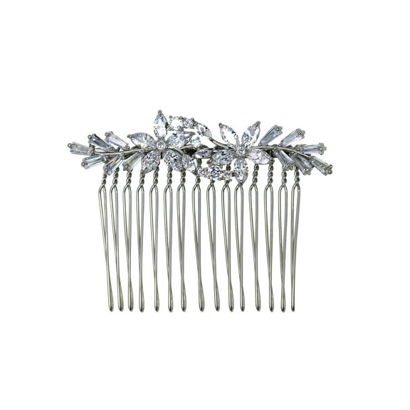 Faship Gorgeous Clear CZ Crystal Floral Hair Comb