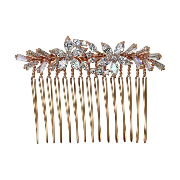 Faship Gorgeous Clear CZ Crystal Floral Hair Comb