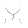 thumbnail image 1 of Faship Gorgeous Clear CZ Crystal Genuine Freshwater Pearls Floral Necklace Earrings Set, 1 of 5