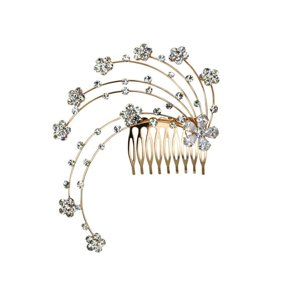 Faship Gorgeous Clear Crystal Big Floral Hair Comb