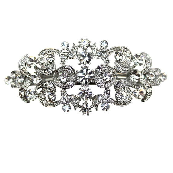 Faship Gorgeous Clear Crystal Floral Hair Barrette Clip