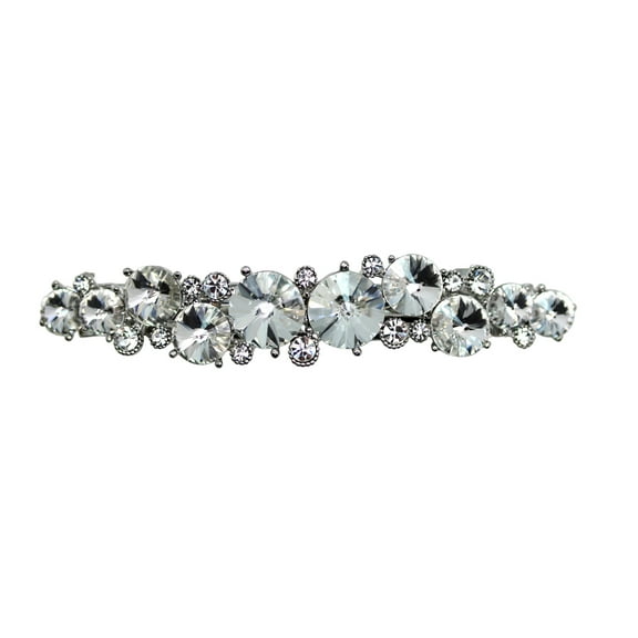 Faship Gorgeous Clear Premium Rhinestone Crystal Floral Small Hair Barrette Clip
