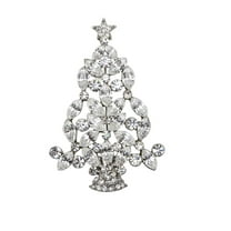 Faship Gorgeous Clear Rhinestone Crystal Christmas Tree Pin Brooch