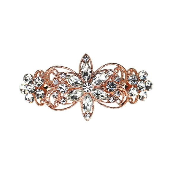 Faship Gorgeous Clear Rhinestone Crystal Flora Hair Barrette Clip