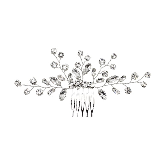 Faship Gorgeous Clear Rhinestone Crystal Floral Bridal Hair Comb Accessories