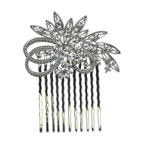 Faship Gorgeous Clear Rhinestone Crystal Floral Hair Comb