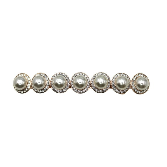 Faship Gorgeous Clear Rhinestone Crystal Pearl Floral Barrette