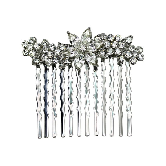 Faship Gorgeous Clear Rhinestone Crystal Small Floral Hair Comb