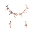 thumbnail image 1 of Faship Gorgeous Coral Rhinestone Crystal Floral Necklace Earrings Set, 1 of 5