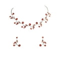 thumbnail image 1 of Faship Gorgeous Coral Rhinestone Crystal Floral Necklace Earrings Set, 1 of 5