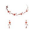 thumbnail image 1 of Faship Gorgeous Coral Rhinestone Crystal Floral Necklace Earrings Set, 1 of 5