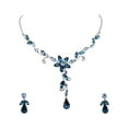 thumbnail image 1 of Faship Gorgeous Dark Blue Rhinestone Crystal Floral Necklace Earrings Set, 1 of 5