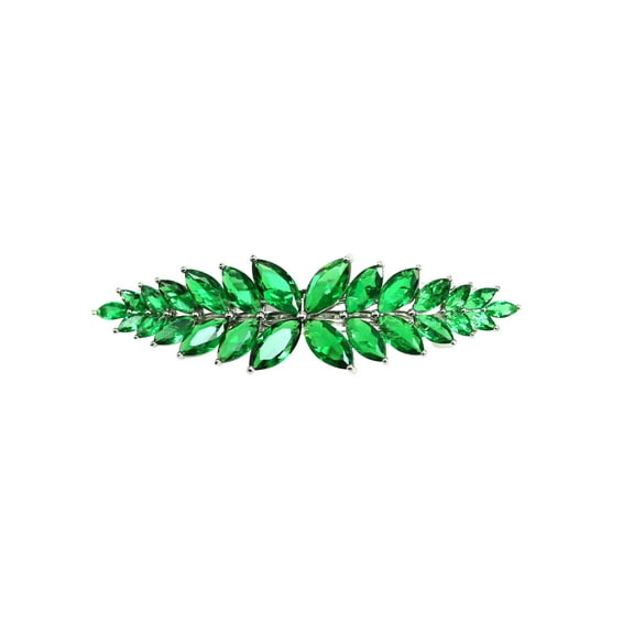 Faship Gorgeous Green CZ Crystal floral Hair Barrette