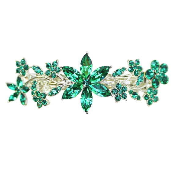 Faship Gorgeous Green Crystal Floral Barrette