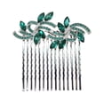 thumbnail image 1 of Faship Gorgeous Green Rhinestone Crystal Floral Hair Comb, 1 of 4
