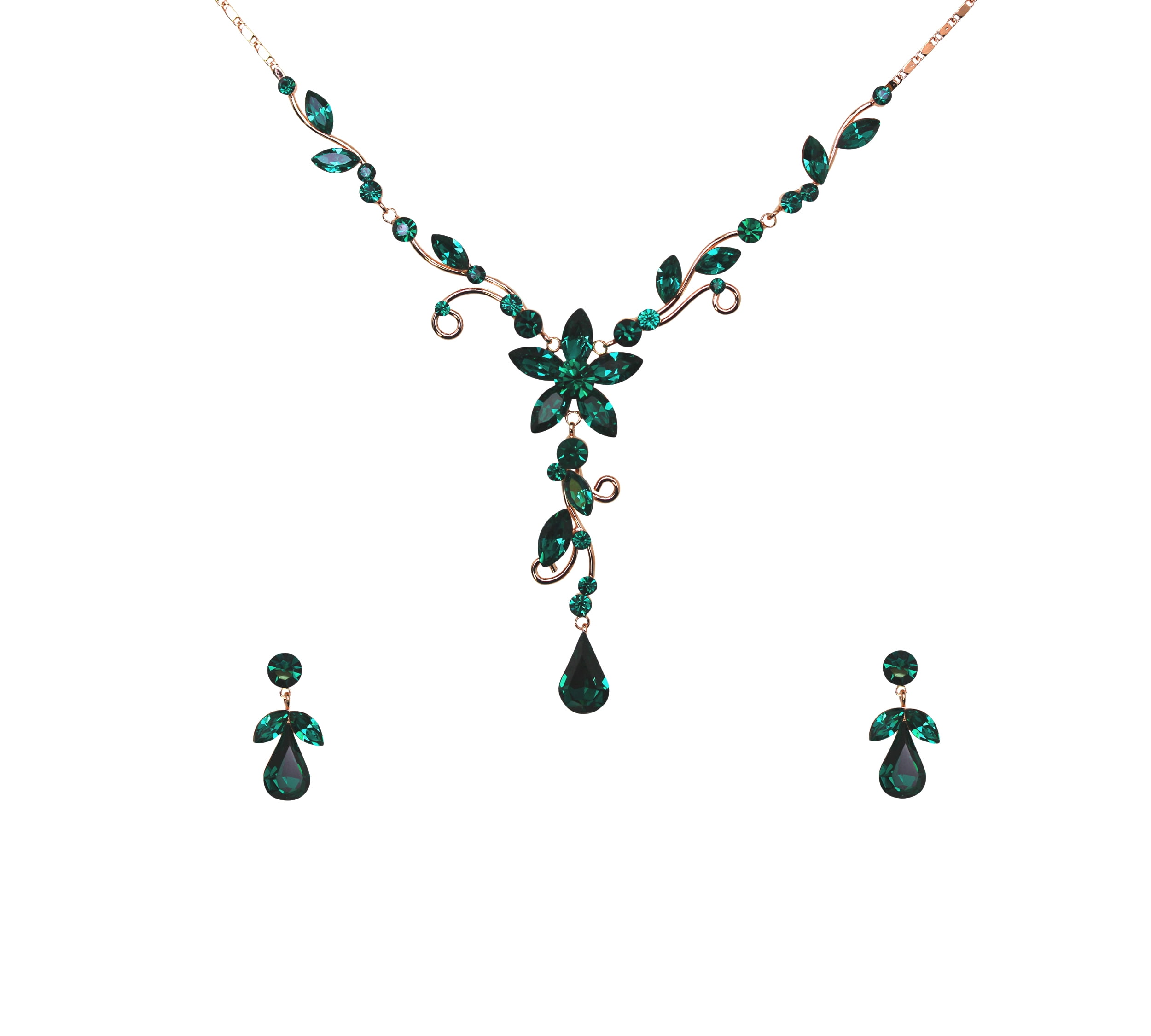 Light Green Rhinestone Prom Necklace Set | Homecoming Jewelry | L&M Bling -  lmbling