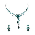 thumbnail image 1 of Faship Gorgeous Green Rhinestone Crystal Floral Necklace Earrings Set, 1 of 5