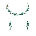 thumbnail image 1 of Faship Gorgeous Green Rhinestone Crystal Floral Necklace Earrings Set, 1 of 5