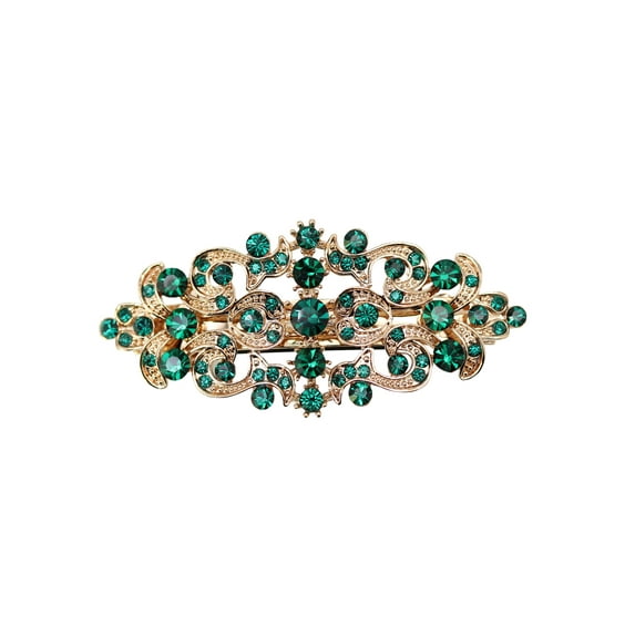 Faship Gorgeous Green Rhinestone Crystal Hair Barrette