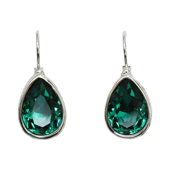 Faship Gorgeous Green Teardrop Rhinestone Crystal Dangling Hoop Earrings