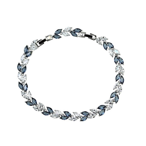 Faship Gorgeous Marquise Dark Blue Clear CZ Crystal Tennis Bracelet