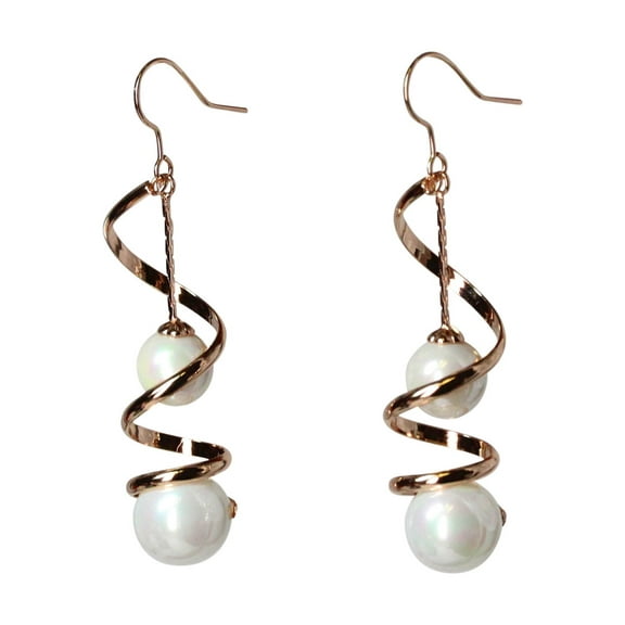 Faship Gorgeous Mother Of Pearls swirl Spiral Copper Wire Dangling Hook Earrings