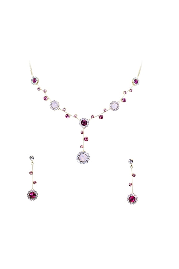 Gorgeous Multicolors Rhinestone Crystal Floral Necklace Earrings Set