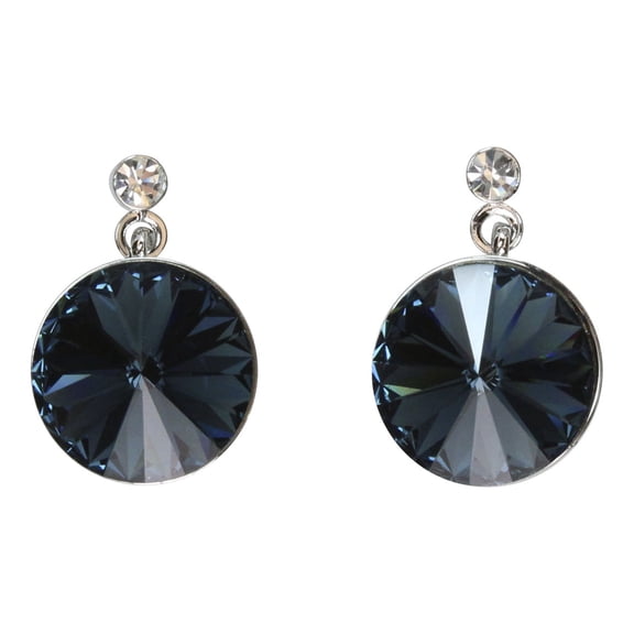 Faship Gorgeous Navy Blue Premium Rhinestone Crystal Dangle Pierced Earrings