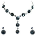 thumbnail image 1 of Faship Gorgeous Navy Blue Premium Rhinestone Crystal Floral Necklace Earrings Set, 1 of 6