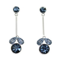 Faship Gorgeous Navy Blue Rhinestone Crystal Dangling Earrings