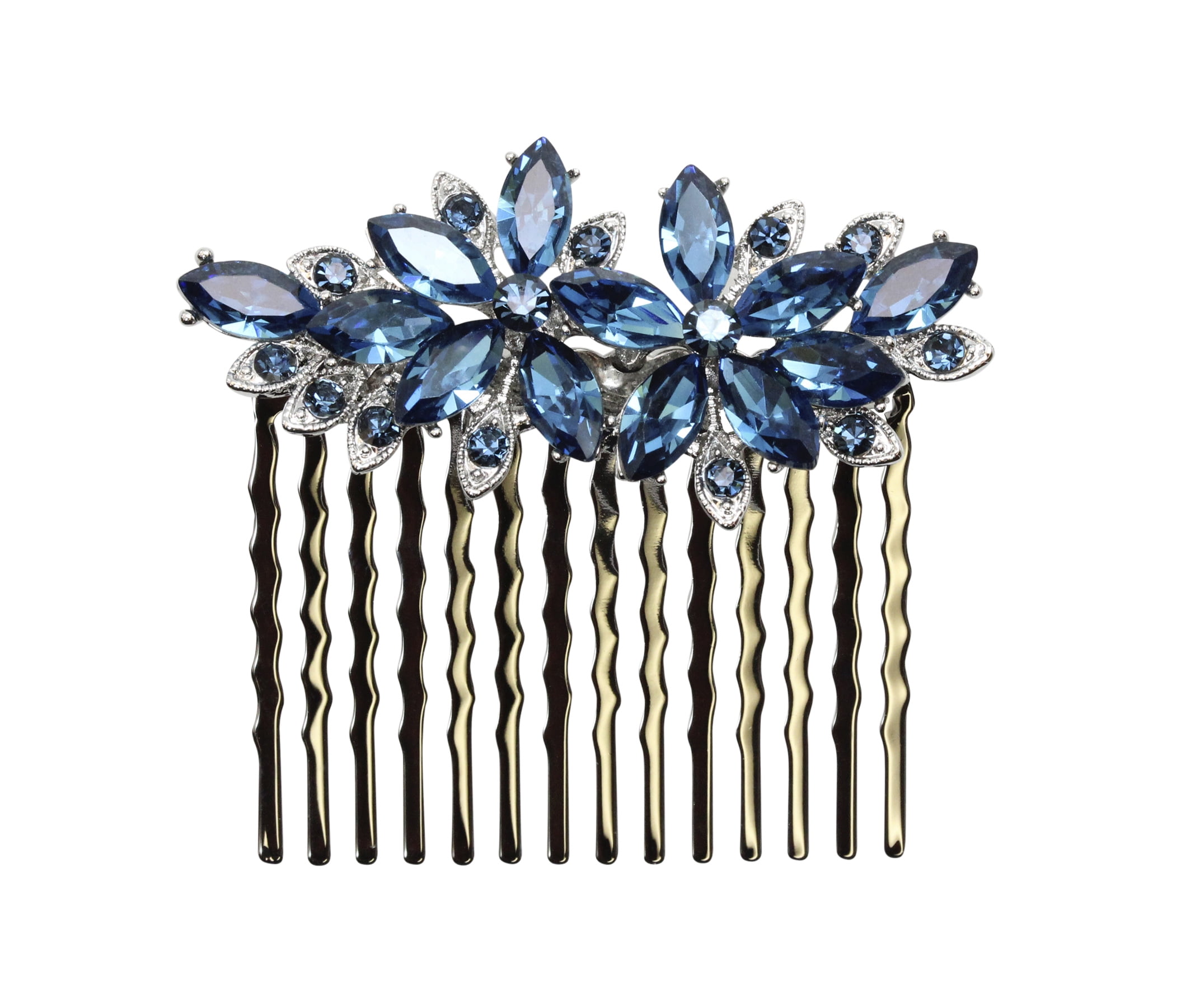 Faship Gorgeous Navy Blue Rhinestone Crystal Floral Hair Comb - Walmart.com