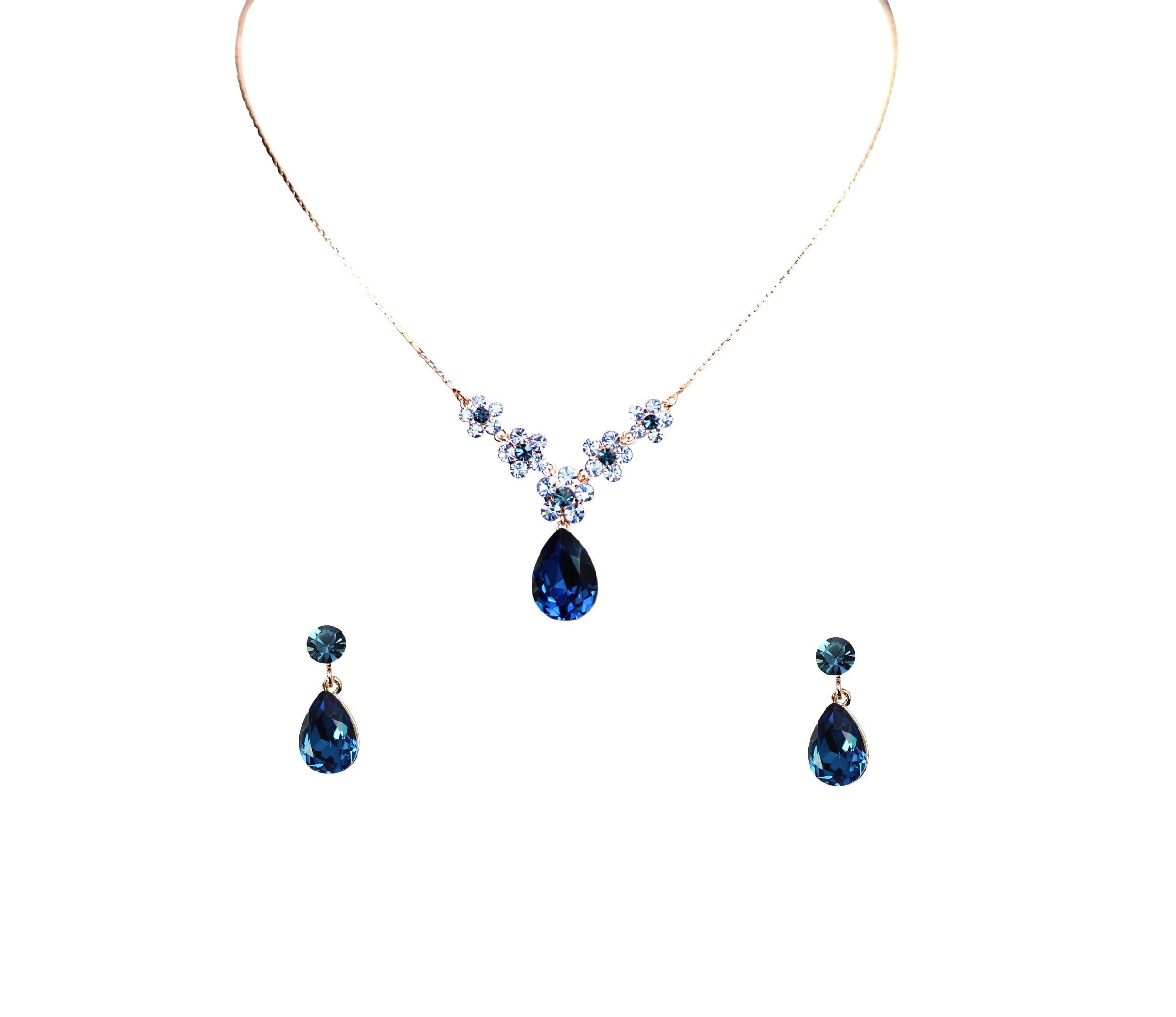 Navy blue deals rhinestone necklace