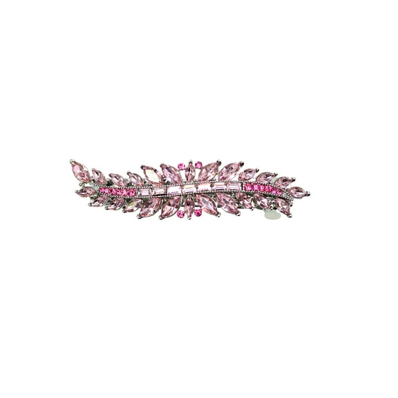 Faship Gorgeous Pink Marquise Rhinestone Crystal Floral Small Hair Barrette