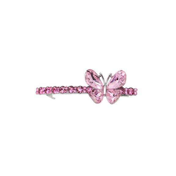 Faship Gorgeous Pink Rhinestone Crystal Butterfly Hair Barrette Clip