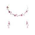 thumbnail image 1 of Faship Gorgeous Pink Rhinestone Crystal Floral Necklace Earrings Set, 1 of 5