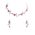 thumbnail image 1 of Faship Gorgeous Pink Rhinestone Crystal Floral Necklace Earrings Set, 1 of 5