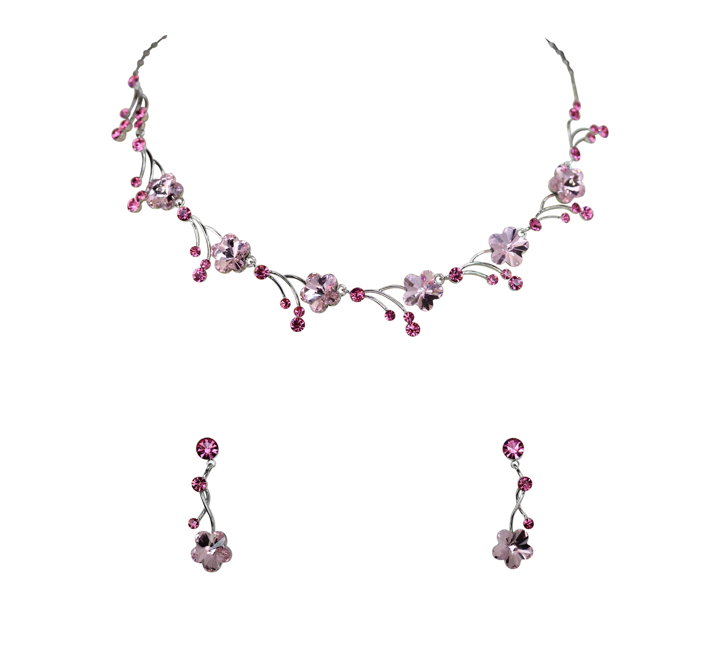 Buy Atasi International Silver Plated Mint Pink Crystal Necklace Jewellery  Set with Earrings for Women & Girls for Party & Wedding Collection  (RMP5715) at Amazon.in
