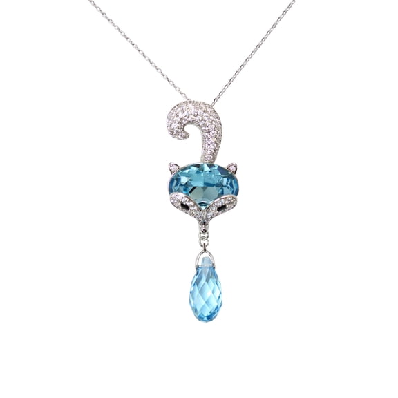 Faship Gorgeous Premium Rhinestone Crystal Lucky Fox Necklace
