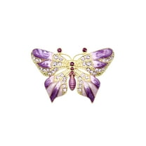 Faship Gorgeous Purple Rhinestone Crystal Enamel Butterfly Pin Brooch