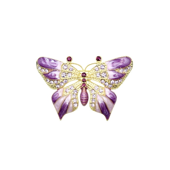 Faship Gorgeous Purple Rhinestone Crystal Enamel Butterfly Pin Brooch