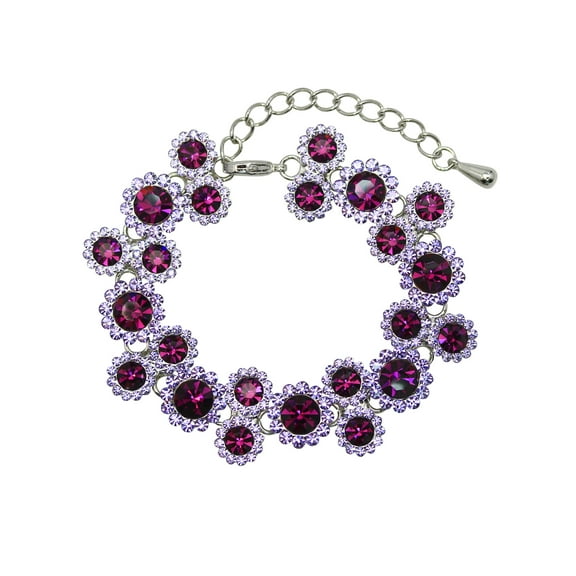 Faship Gorgeous Purple Rhinestone Crystal Floral Bracelets