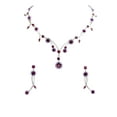 thumbnail image 1 of Faship Gorgeous Purple Rhinestone Crystal Floral Necklace Earrings Set, 1 of 5