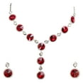 thumbnail image 1 of Faship Gorgeous Red Premium Rhinestone Crystal Floral Necklace Earrings Set, 1 of 6