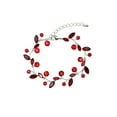 thumbnail image 1 of Faship Gorgeous Red Rhinestone Crystal Floral Bracelet 6.5"-8.5", 1 of 4