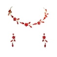 thumbnail image 1 of Faship Gorgeous Red Rhinestone Crystal Floral Necklace Earrings Set, 1 of 5